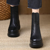 Small Thick 8Cm Slope With Leisure Short Boots Female Super High And Leisure Round Head After Zipper Coarse And Chelsea Boots HZ0115