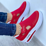 Large-Size Casual Single-Shoe Women's Spring And Summer New Flat Bottom Flying Weaving Breathable Magic Sticker Casual Mesh Shoes HZ0115