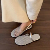 Soft Base Is Not Tired With Cold Slippers Summer New Fashion Design Woven Hollow Bag Head Slippers HZ0115