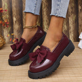 Lefu Shoes Women 2025 Spring And Autumn New Round Head British Wind Singles Women's Size One-Legged Little Leather Shoes HZ0115