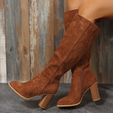 Over The Knee Boots Autumn And Winter New Thick And Large Size High-Skinned Velvet Boots Women Tip Side Zipper Long Boots HZ0115