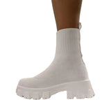 Women's Flying Sports Short Boots Women's Autumn And Winter New Women's Boots Large-Size One-Legged Pedal Socks Boots HZ0115