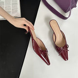In The Summer Of 2025, The New Bow In The Fine Heel Muller Shoes Half Slippers Women's Large-Size High-Heeled Single-Shoe Sand Slippers HZ0115