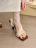 Vintage Hottie Style ~ French Head High Heel Slippers Women Summer Wearing Korean Version Of The Striped Thin Heel Sandals HZ0115