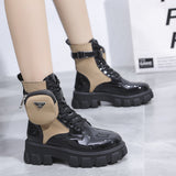 Autumn New Large-Size Ladies Pocket Locomotive Boots Female British Wind Thick Bottom With Short Barrel Knight Martin Boots HZ0115