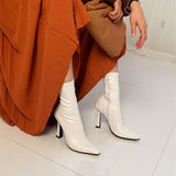 Small Square Head Brown High-Heeling Boots Women 2025 New Autumn And Winter HZ0115