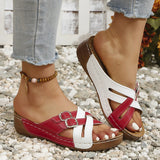 Large-Size Thick-Bottomed Slippers Women's 2025 New Fish Mouth Thick Bottom Belt Buckle Color Letter Cool Slippers HZ0115