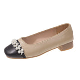 Small Fragrant Style Single Shoes Women 2025 New Fashion Comfortable Square Shoes Shallow Pearl Coarse French Single Shoes HZ0115