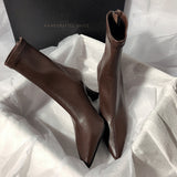 2025 New High-Hees Temperament Thin Boots Fine And Simple Elastic Boots Korean Version Of The Short Boots Woman HZ0115