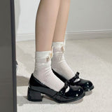 Black Single Shoes Women Sweet And Cool 2025 Gentle Shoes New Pure High Heel Bow Mary Precious Shoes HZ0115