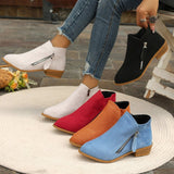 Trendy Thick Background Solid Color Tip Side Zipper Martin Boots 2025 Spring And Autumn New Short-Box Women Boots HZ0115