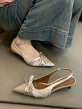 Small High-Heeled Women's Shoes 2025 Spring And Autumn New French Temperament Elegant Bow Tip Light-Mouthed Fine Sandals HZ0115