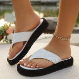 Beach Cool Slippers 2025 Summer New Large-Size Leisure Thick-Bottomed Clip Flip-Flops HZ0115