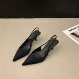 French High-Heeled Black Bag Head Sandals Fairy Shoes 2025 Spring And Summer Small High-End Feelds Of The Front Of The Steeple Single Shoe HZ0115