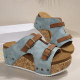 Large-Size Thick Bottom Slope With One Word With Slippers 2025 Summer New Buckle With Light Soaked Beach Toe Women's Shoes HZ0115