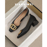 French Head High Heels Women 2025 Spring And Autumn New Professional Work Shoes Temperament Fairy Style Single Shoes Women Coarse HZ0115