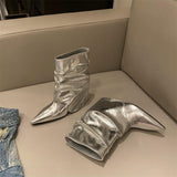 Designing A Hottie Slope And Trouser Tube Boots Autumn And Winter New Pointed Single Boots With Fashion Boots Temperament Fashion Short Boots HZ0115