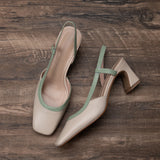Coarse Heel Square Head Brown Bag Head Sandals Women 2025 Summer Light-Mouthed High-Heeled Shoes Sandals Women's Tide HZ0115