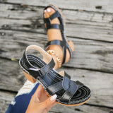 2025 Summer Thick Heel Sandals Light Hollow Pure Color Large Size Women's Foot Slippers Batch HZ0115