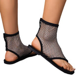 2025 Spring And Summer New Large-Size Lady Flat-Soled Sandals Breathable Mesh Hot Diamond-Shaped Sandals Temu Fashion HZ0115