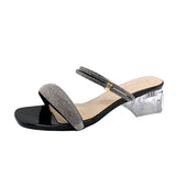 2025 New Summer With High-Heeled Sandals Water Dew Toe Shows Coarse And High Square Head Lady Legs Long HZ0115
