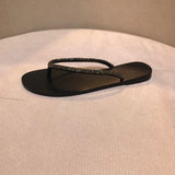 2025 Station Summer New Fashion Water Drill Flip-Flops Flat Bottom Clip Outside Wearing Cold Slippers Large Size Sandals HZ0115