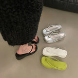 Simple Foot Flip-Flop Women's Shoes 2025 New Summer Height Thick Beach Cool Drag Sandals HZ0115