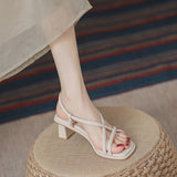 Beautiful Sandals Women's 2025 Summer New Wear Fairy Wind Coarse French Small High Heels HZ0115