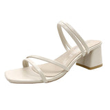 Black Fine Sandals Women 2025 New Medium Heds Slippers Women Wear Coarse Heel With Women's High Heels HZ0115