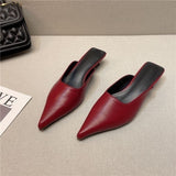 Bag Head Half Slippers Women's Summer With Black Pointed Thin Heel Women's Shoes Try On Fashion Light Luxury Slippers Large Code HZ0115