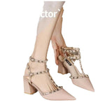 Summer Set 2025 Pointed Rivet Shoes Tip Coated Roman Sandals Women Wear Fashion Comfortable Retro Women's Shoes HZ0115