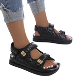 Large-Size Thick-Bottomed Magic Sandals Women's Small Fragrant Pine Pastry Bottom One-Character Beach Sandals HZ0115