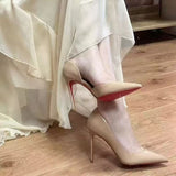 Painted Leather Side Empty Red Shoes Fine Black High Heels 2025 Spring And Autumn New Sexy Thin Professional Commute Single Shoes HZ0115