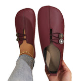 2025 Summer New Soft Leather Flat Soles Women's Round Head Shallow One-Foot Pedal Large Women's Shoes HZ0115