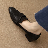 Brown French Singles Women's Pointed Thick Heel Small Leather Shoes Commuting Temperament Low Heel Women's Shoes HZ0115