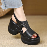 2025 Summer New Roman Hollow Anti-Slip Wear-Resistant Women's Shoes Soft And Comfortable Out Fashion With Mother Shoes HZ0115