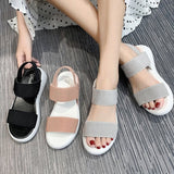 Sports Sandals Women's Elastic Tight 2025 Summer New Students Wear Fairy Wind Roman Beach Women's Shoes Outside The Flat HZ0115
