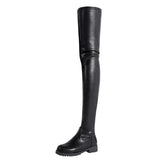 Knee-High Boots Over Knee Leg Boots Side Zipper Low And Round Head Boots HZ0115