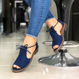 2025 Summer New Fish Mouth Lace Side Low Square Heel Large Size Women's Sandals Lady Sandals HZ0115