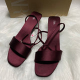ZA Home 2025 New Women's Shoes Low Heel Temperament Korean Version Of Low-Heeled Sandals Simple Word With Two Wearing Sandals HZ0115