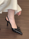 Small-Ed-Tall French High-Heeled Shoes French Baotou Fairy Sandals 2025 Spring And Summer Bows And A Single Shoe Wear HZ0115