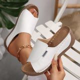 Large-Size Thick-Bottomed Casual Slippers Women 2025 New One-Word Fashion Simple Time Fish Mouth Slippers HZ0115