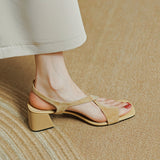 2025 Summer New Coarse Heel Cross-Sleeve Sandals Women's Summer Belt Buckle And Retro Elegant Women's Shoes HZ0115