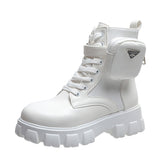 Autumn New Large-Size Ladies Pocket Locomotive Boots Female British Wind Thick Bottom With Short Barrel Knight Martin Boots HZ0115