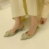 Baotou Sandals Women 2025 New Summer Drill Side Buckle Fairy Wind After The Air Fine Heel Tip Single Shoes HZ0115