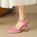One-×Ö Buttoned Sandals Women Summer New 2025 Square Waterproof Table Horseshoes And Fairy Wind Heels High Heels HZ0115