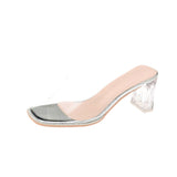 Net Red Transparent Sandals Sandals Sand Slippers Women Wear Fashion 2025 New Summer Coarse High Heels Crystal In Tide HZ0115