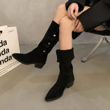 Sharp Pile Boots Children Thick And Western Cowboy Boots 2025 New Spring And Autumn Summer Single Boots High And Short Boots HZ0115