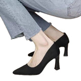 High-Heeled Women 2025 New Summer Black Fine Tip Pointy Light Mouth Velvet Career Hitchhed Temperament Single-Shoe Women HZ0115
