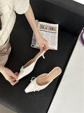 Baotou Down And Slippers 2025 New French Fairy Bow Bow Head Cool Drag Temperament Simple Coarse And Cool Drag HZ0115